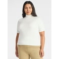 thumbnail image 1 of Time and Tru Women's Rib Turtleneck Top with Short Sleeves, Sizes XS-XXXL, 1 of 1