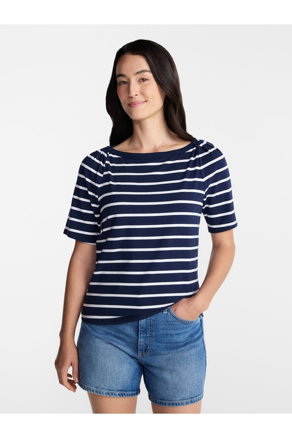 Women's Envelope Tee with Short Sleeves, Sizes XS-XXXL
