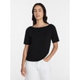 thumbnail image 1 of Time and Tru Women's Envelope Tee with Short Sleeves, Sizes XS-XXXL, 1 of 6