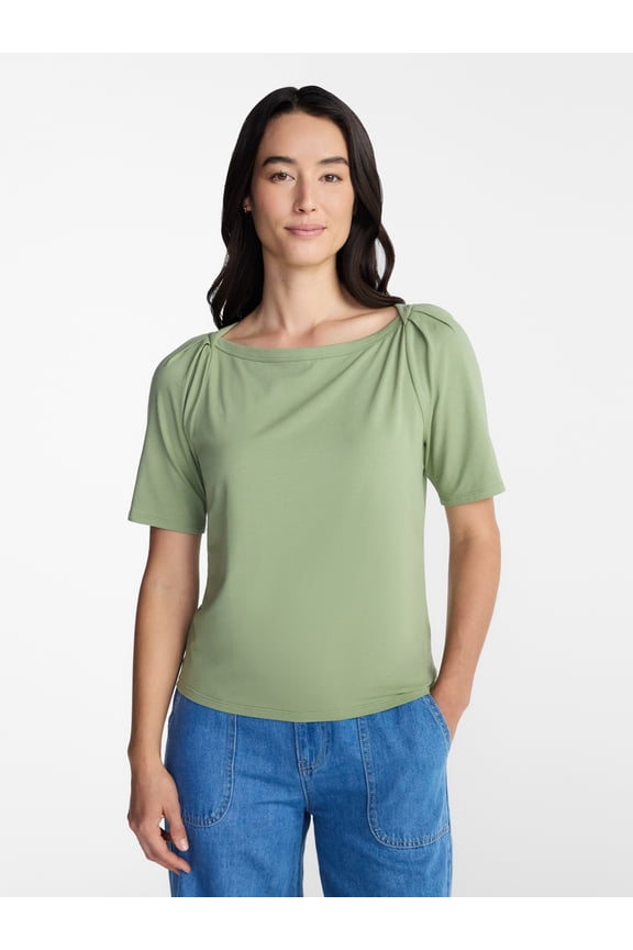 Women's Envelope Tee with Short Sleeves, Sizes XS-XXXL