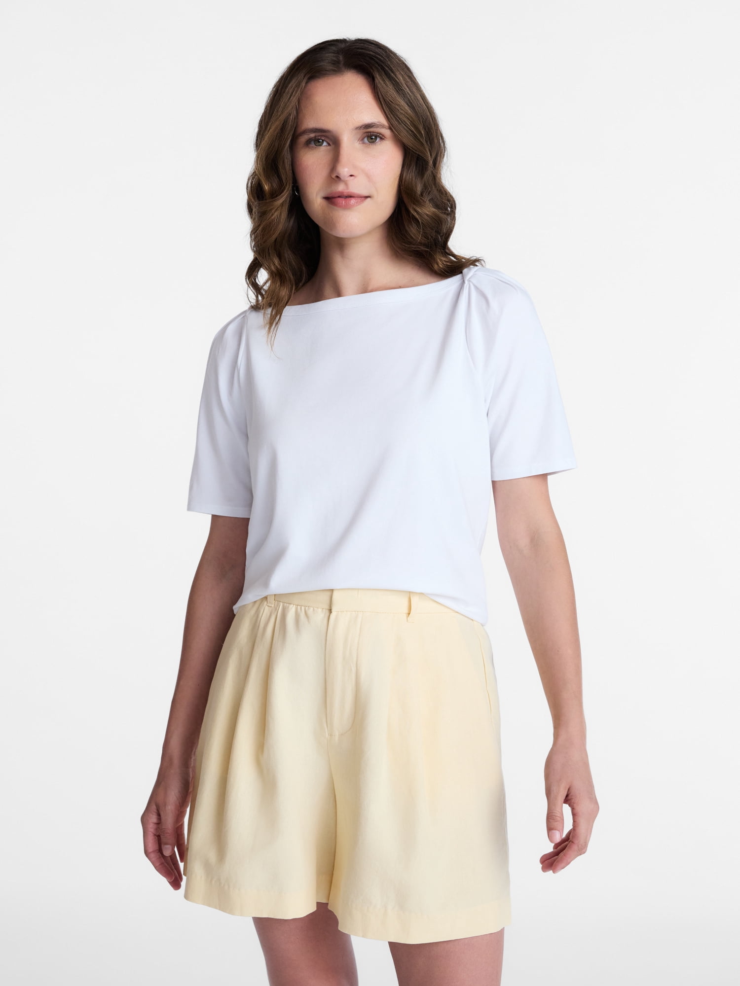 Time and Tru Women's Envelope Tee with Short Sleeves, Sizes XS-XXXL