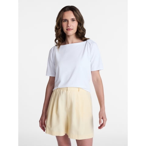 Women's Envelope Tee with Short Sleeves, Sizes XS-XXXL