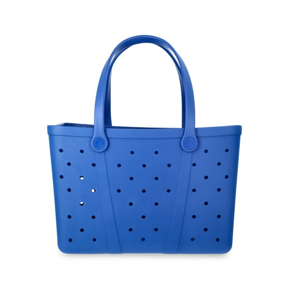 Time and Tru Women's Waterproof EVA Beach Tote Bag, Blue