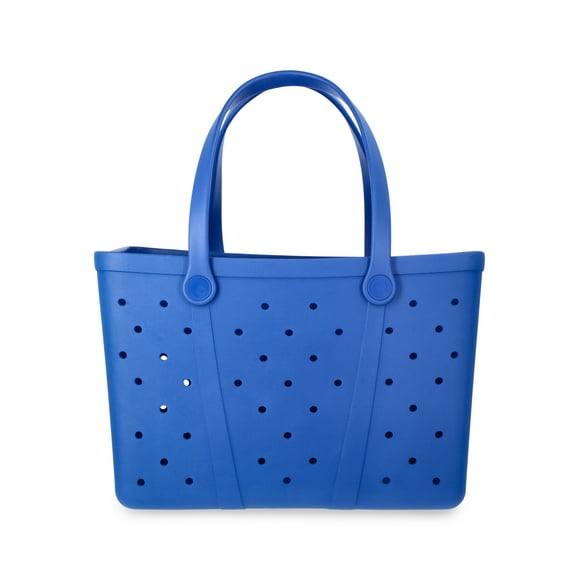 Time and Tru Women's Waterproof EVA Beach Tote Bag, Blue