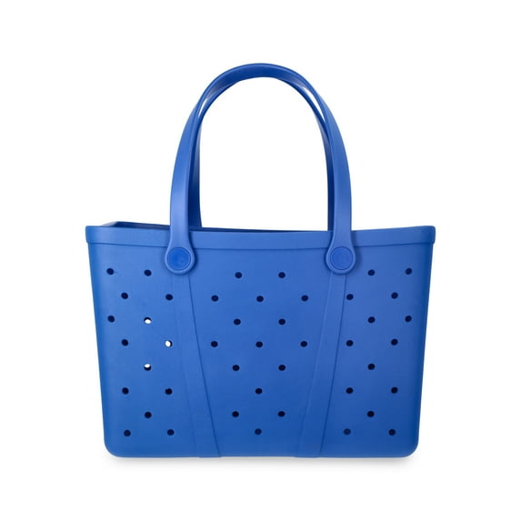 Time and Tru Women's Waterproof EVA Beach Tote Bag, Blue