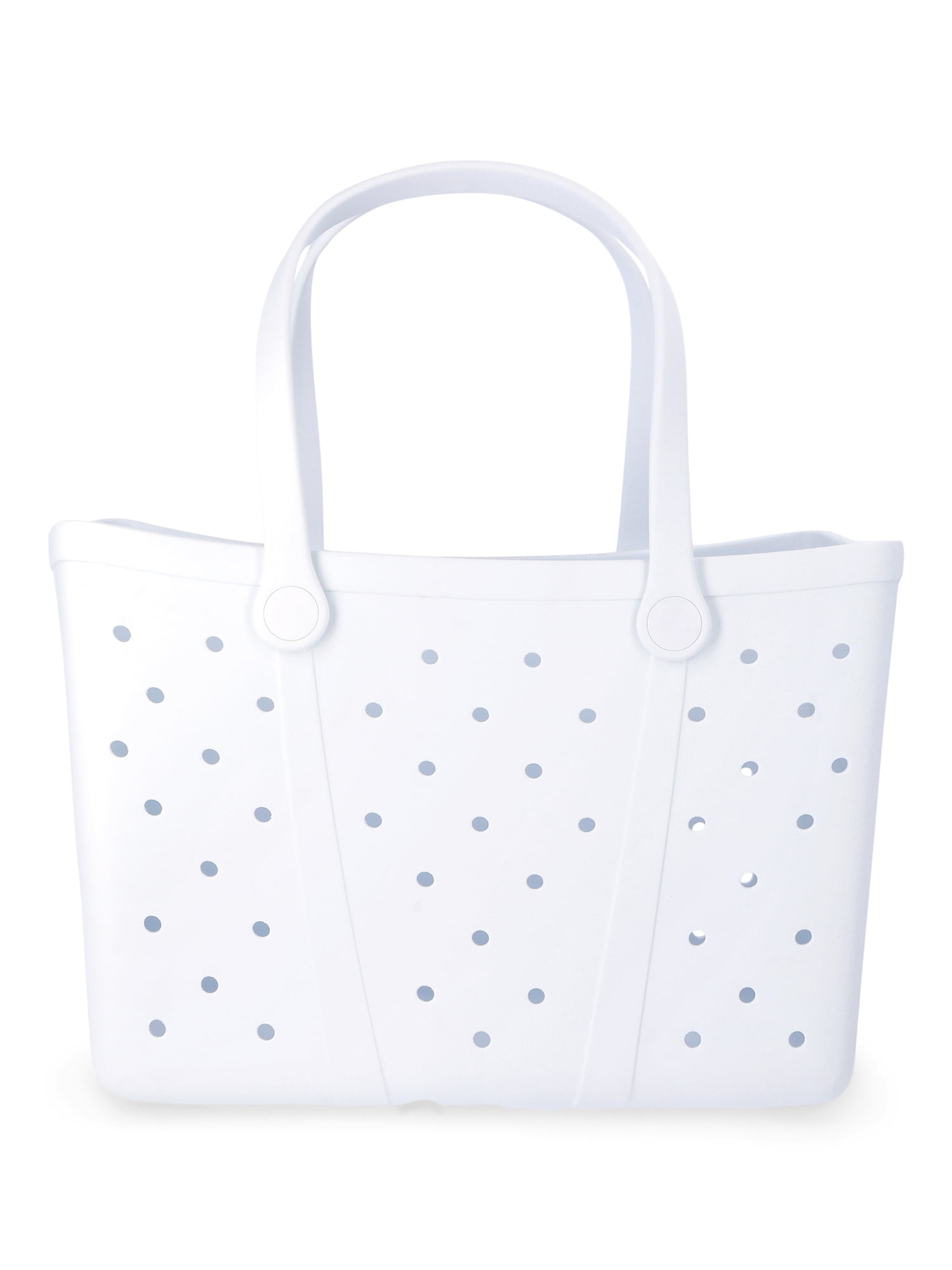 Time and Tru Women's Waterproof EVA Beach Tote Bag, White