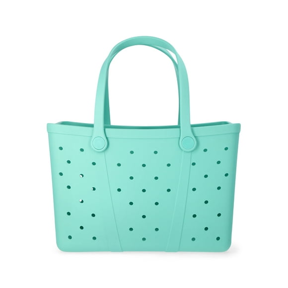 Time and Tru Women's Waterproof EVA Beach Tote Bag, Teal