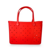 Time and Tru Women's Waterproof EVA Beach Tote Bag, Red