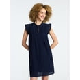 thumbnail image 1 of Time and Tru Women's Cotton Eyelet Mini Dress with Flutter Sleeves, Sizes XS-XXXL, 1 of 6