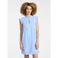 thumbnail image 1 of Time and Tru Women's Cotton Eyelet Mini Dress with Flutter Sleeves, Sizes XS-XXXL, 1 of 6