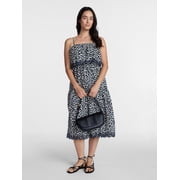 Women's Sleeveless Cotton Midi Dress with Eyelet Trim, Sizes XS-4X