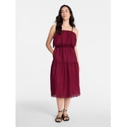 Women's Sleeveless Cotton Midi Dress with Eyelet Trim, Sizes XS-4X