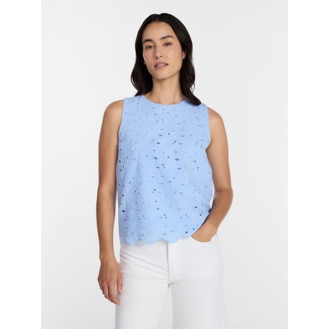 Women's Eyelet Embroidered Top, Sizes XS-4X