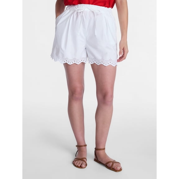Time and Tru Women's Eyelet Trim Shorts, Sizes XS-XXXL