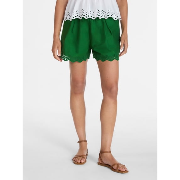 Time and Tru Women's Eyelet Trim Shorts, Sizes XS-XXXL