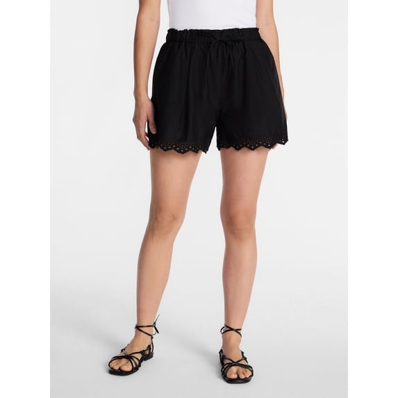 Time and Tru Women's Eyelet Trim Shorts, Sizes XS-XXXL