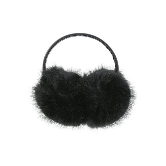 Time and Tru Women's Faux Fur Ear Muffs with Faux Leather Band, Black