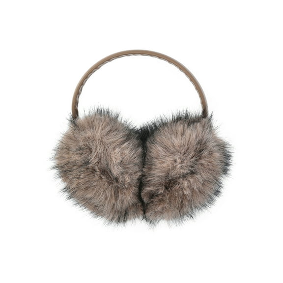 Time and Tru Women's Faux Fur Ear Muffs with Faux Leather Band, Taupe