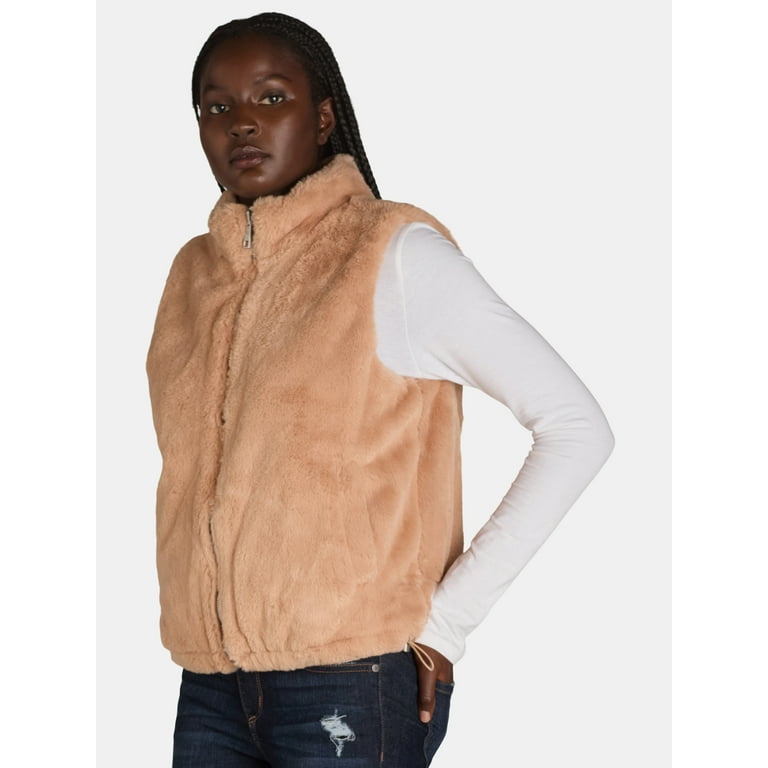 Faux fur puffer vest hotsell