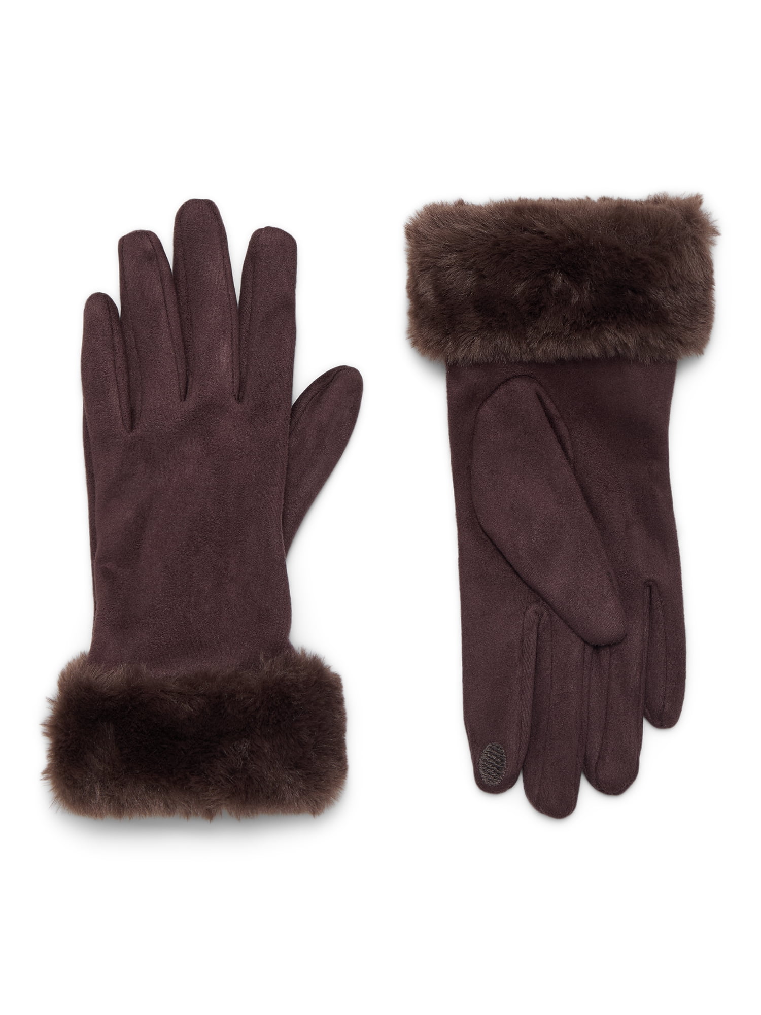 Time and Tru Women's Faux Suede Gloves, Chocolate, Sizes S/M-L/XL
