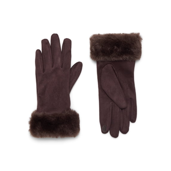Time and Tru Women's Faux Suede Gloves, Chocolate, Sizes S/M-L/XL
