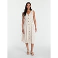 thumbnail image 1 of Time and Tru Women's Sleeveless Button Down Linen Blend Dress, Sizes XS-XXXL, 1 of 4