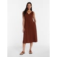 thumbnail image 1 of Time and Tru Women's Sleeveless Button Down Linen Blend Dress, Sizes XS-XXXL, 1 of 4