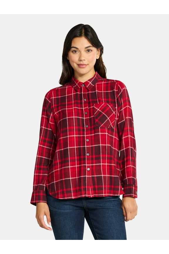 Women's Flannel Shirt with Long Sleeves, Sizes XS-XXXL