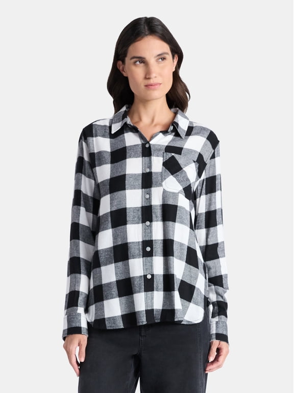 Women's Flannel Shirt with Long Sleeves, Sizes XS-XXXL