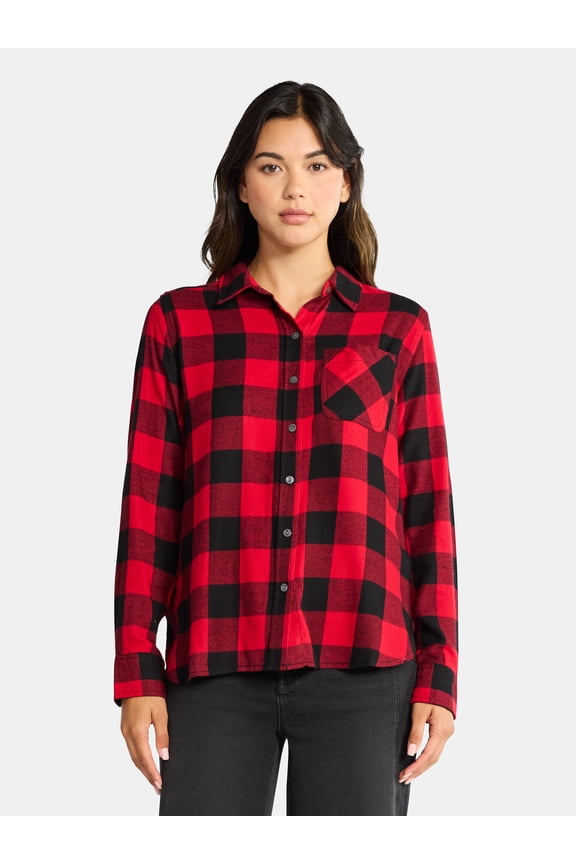 Women's Flannel Shirt with Long Sleeves, Sizes XS-XXXL