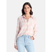 Time and Tru Women's Flannel Shirt with Long Sleeves, Sizes XS-XXXL