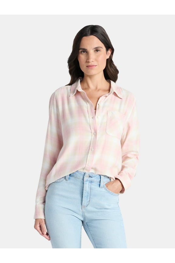 Women's Flannel Shirt with Long Sleeves, Sizes XS-XXXL