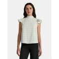 thumbnail image 1 of Time and Tru Women's Mock Neck Top with Flutter Sleeves, Sizes XS-XXXL, 1 of 5