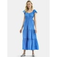 thumbnail image 1 of Time and Tru Women's Cotton Maxi Dress with Flutter Sleeves, Sizes XS-XXXL, 1 of 4