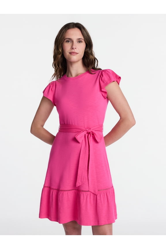 Women’s Flutter Sleeve Dress, sizes XS-4X