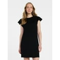 thumbnail image 1 of Time and Tru Women's Cotton T-Shirt Mini Dress with Short Flutter Sleeves, Sizes XS-XXXL, 1 of 6