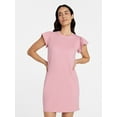 thumbnail image 1 of Time and Tru Women's Cotton T-Shirt Mini Dress with Flutter Sleeves, Sizes XS-XXXL, 1 of 6