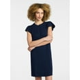 thumbnail image 1 of Time and Tru Women's Cotton T-Shirt Mini Dress with Short Flutter Sleeves, Sizes XS-XXXL, 1 of 6