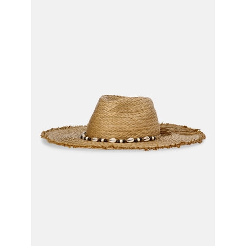 Women's Frayed Brim Hat with Shells