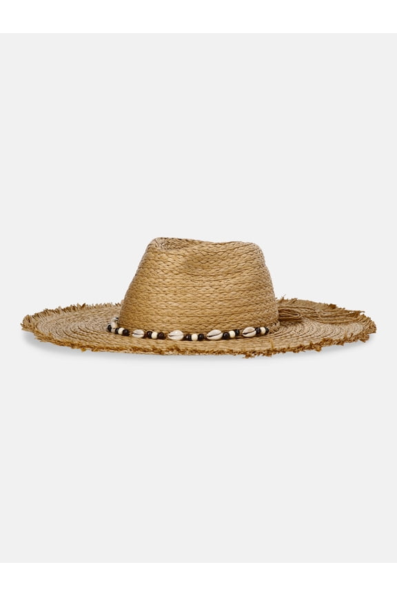 Women's Frayed Brim Hat with Shells