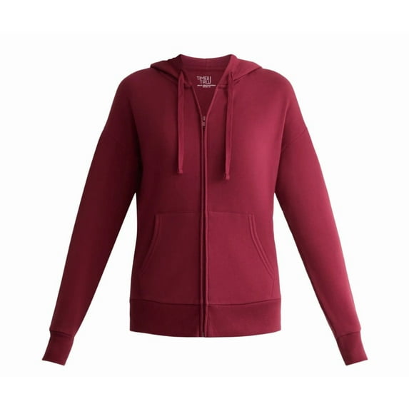 Time and Tru Women's and Women’s Plus Zip Front Fleece Hoodie Jacket, Sizes XS-4X