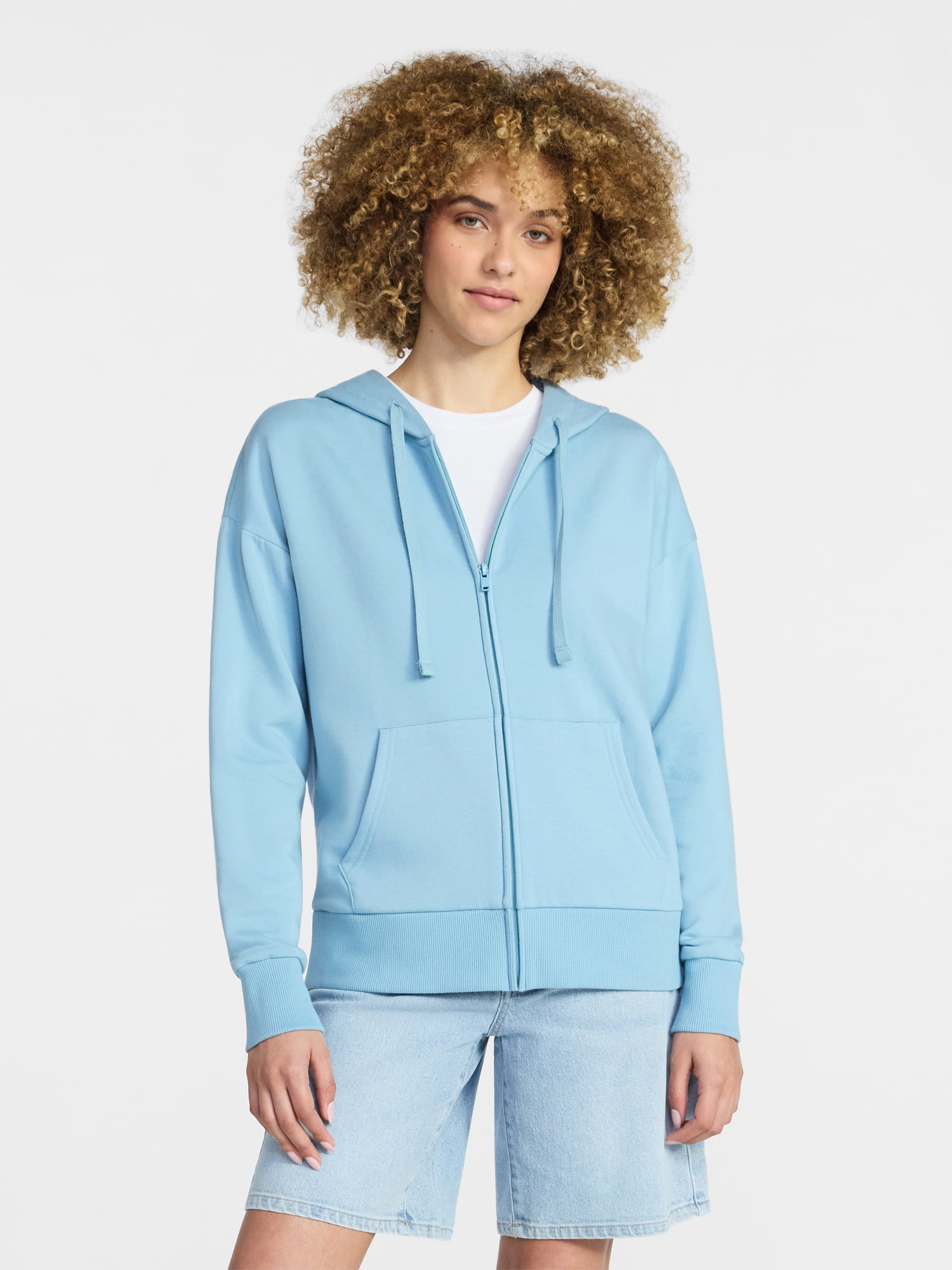 Time and Tru Women's and Women’s Plus Zip Front Fleece Hoodie Jacket, Sizes XS-4X