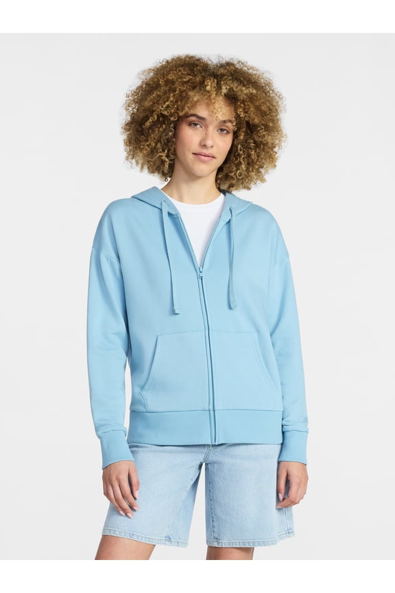 Women's and Women’s Plus Zip Front Fleece Hoodie Jacket, Sizes XS-4X