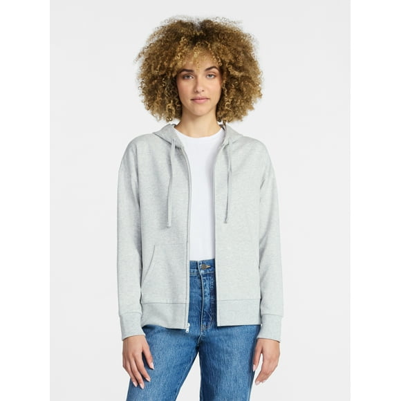 Time and Tru Women's and Women’s Plus Zip Front Fleece Hoodie Jacket, Sizes XS-4X