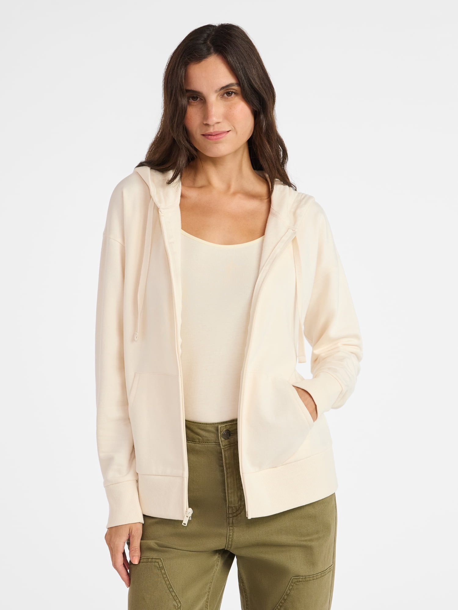 Time and Tru Women's and Women’s Plus Zip Front Fleece Hoodie Jacket, Sizes XS-4X