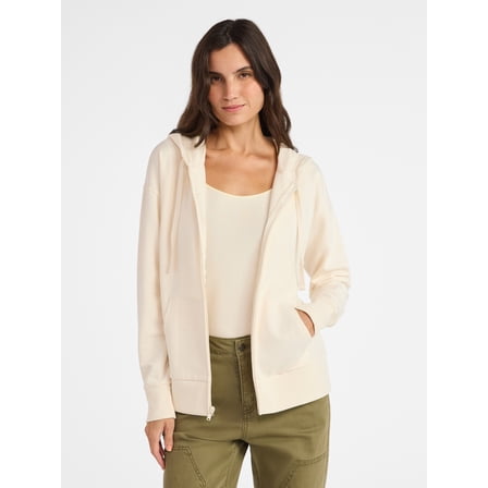 Time and Tru Women's and Women’s Plus Zip Front Fleece Hoodie Jacket, Sizes XS-4X