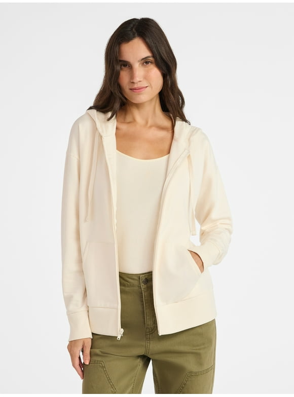 Women's and Women’s Plus Zip Front Fleece Hoodie Jacket, Sizes XS-4X