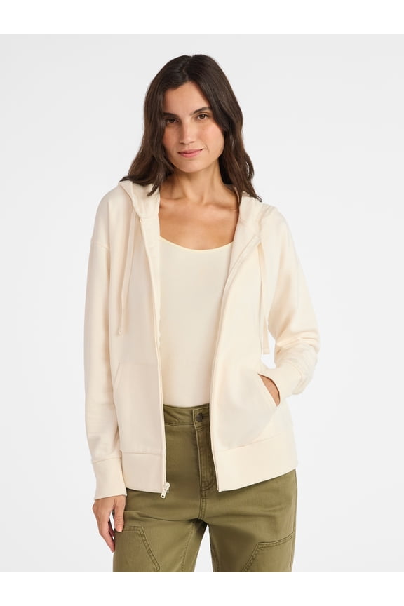 Women's and Women’s Plus Zip Front Fleece Hoodie Jacket, Sizes XS-4X