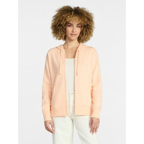 Time and Tru Women's and Women’s Plus Zip Front Fleece Hoodie Jacket, Sizes XS-4X