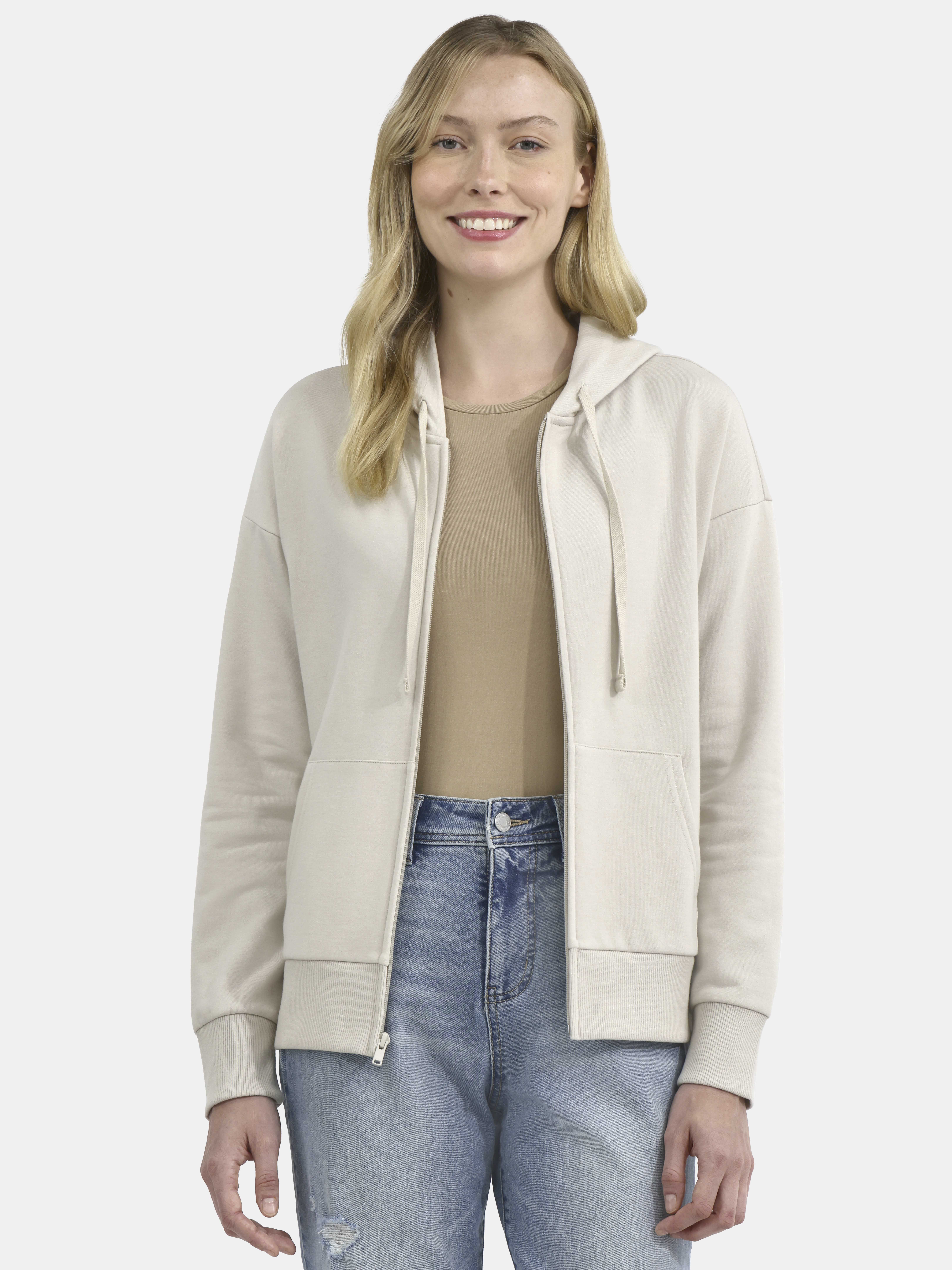 Time and Tru Women's and Women’s Plus Zip Front Fleece Hoodie Jacket, Sizes XS-4X